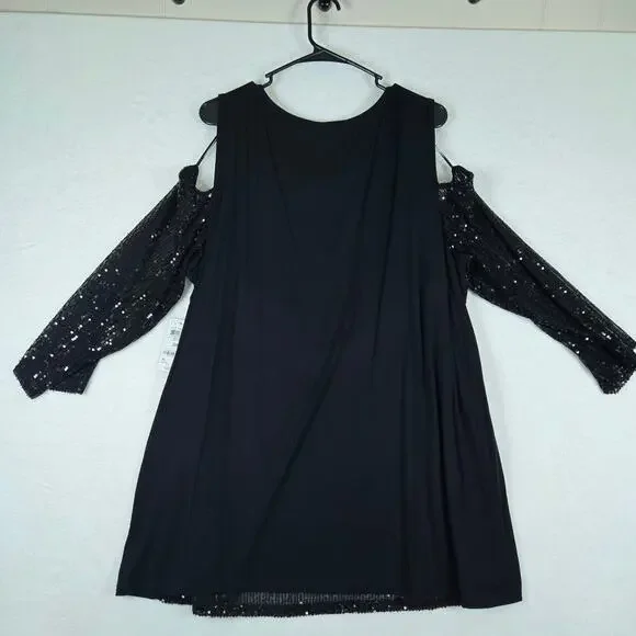 JM Collection Sequin Cold Shoulder Womens Top 3XL 0666 - Picture 7 of 9